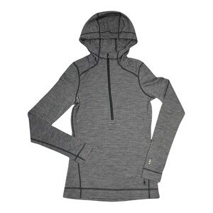 SmartWool 1/4 Zip Hood Thermal Pullover Shirt Top Women size Small S Black Wool